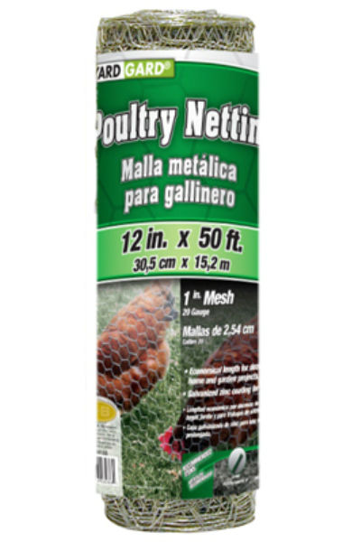 YardGard® 308415B Galvanized Poultry Netting, 20-Gauge, 1" Mesh, 12" x 50'
