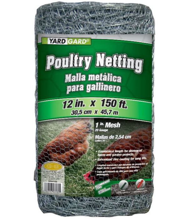 YardGard® 308418B Galvanized Poultry Netting, 20-Gauge, 1" Mesh, 12" x 150'