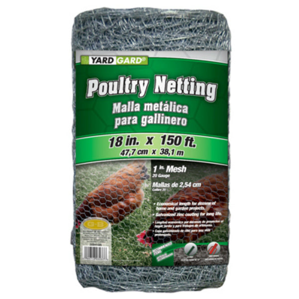 YardGard® 308419B Galvanized Poultry Netting, 20-Gauge, 1" Mesh, 18" x 150'