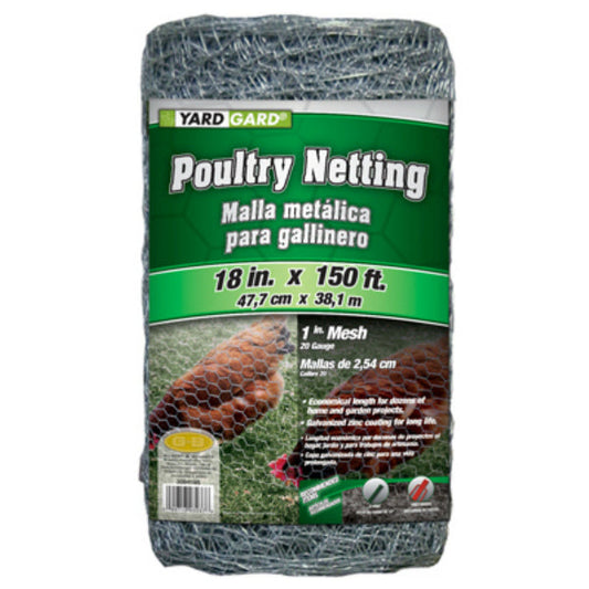 YardGard® 308419B Galvanized Poultry Netting, 20-Gauge, 1" Mesh, 18" x 150'
