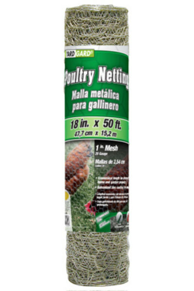 YardGard® 308402B Galvanized Poultry Netting, 20-Gauge, 1" Mesh, 18" x 50'