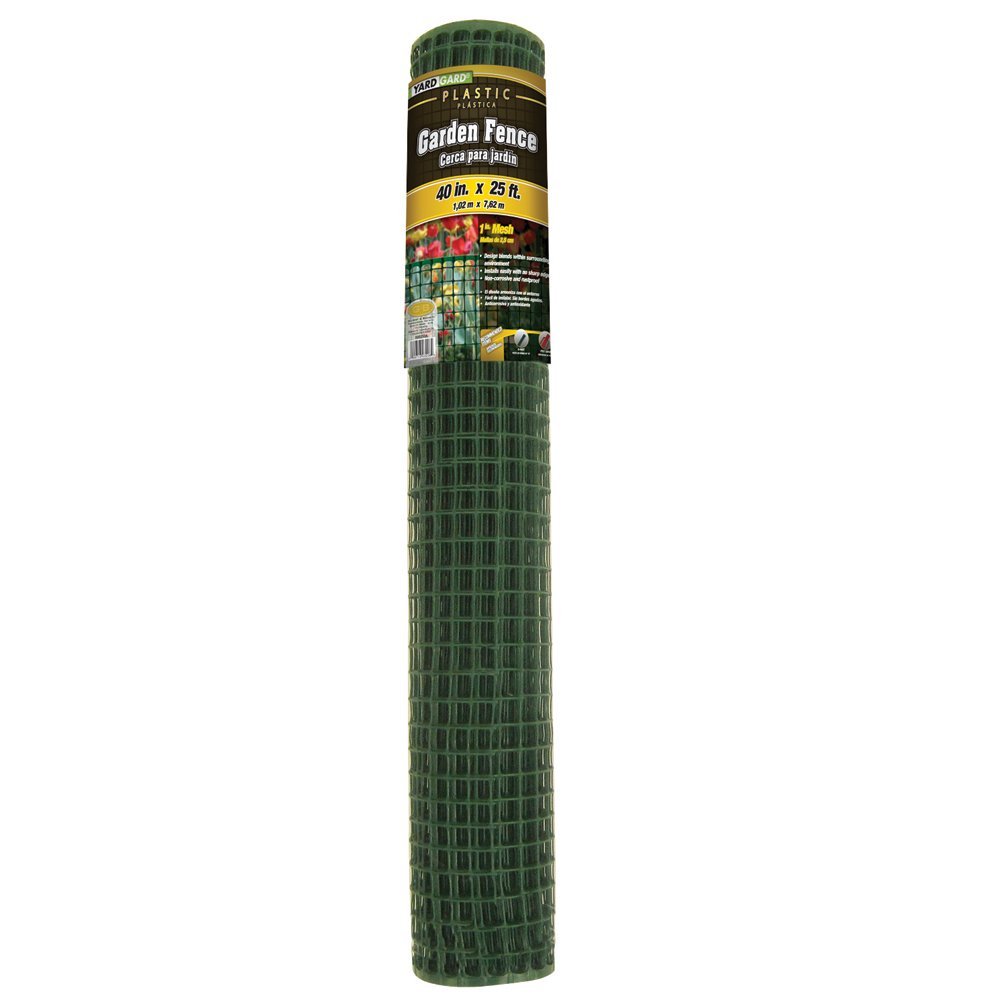 YardGard® 889250A Plastic Garden Fence, Green, 1" Mesh, 40" x 25'