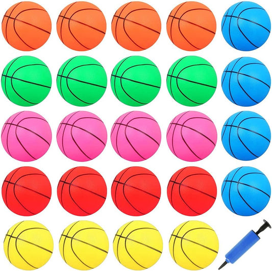 24 Pieces 5" PVC Mini Basketball Balls for Indoor Basketball Mini Hoops, Soft 5" Rubber Small Replacement Basketball for Over Door Basketball Hoop Sets, Little Basketballs for Adults & Kids